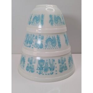 Pyrex Amish Butterprint Turquoise Nesting Mixing Bowls Set of 3 401 402 403 VGC